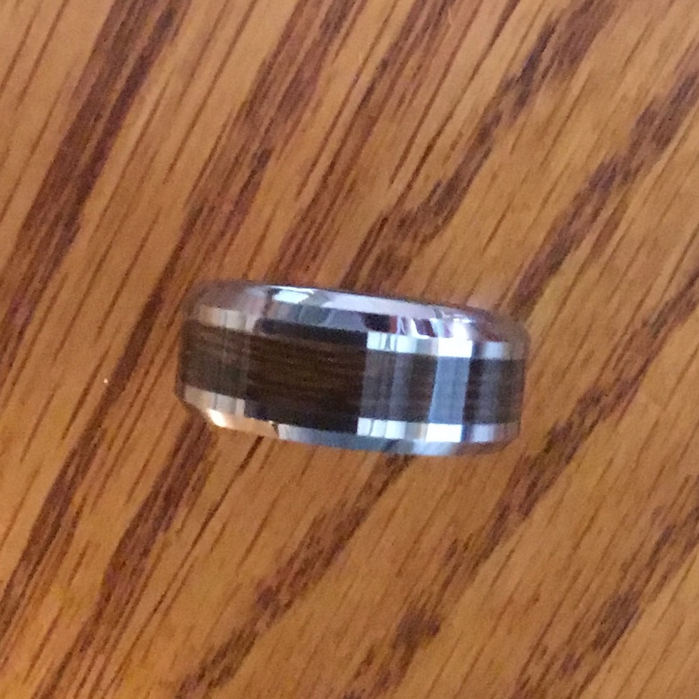 Tungsten Wood Inlay Ring - Picture 1 of 7
